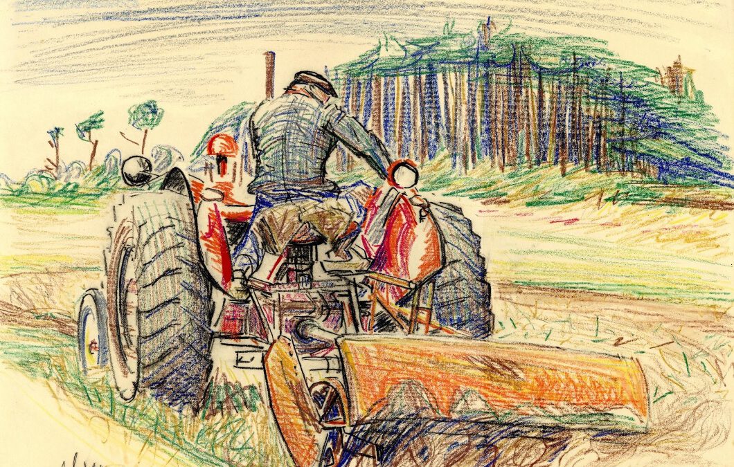 Tractoren op het land bij Schotel