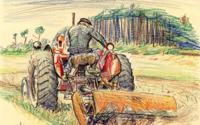 Tractoren op het land bij Schotel