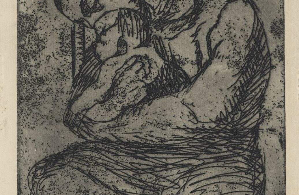 Etsen van Andreas Schotel (1896-1984). Vrouw, moeder en kind