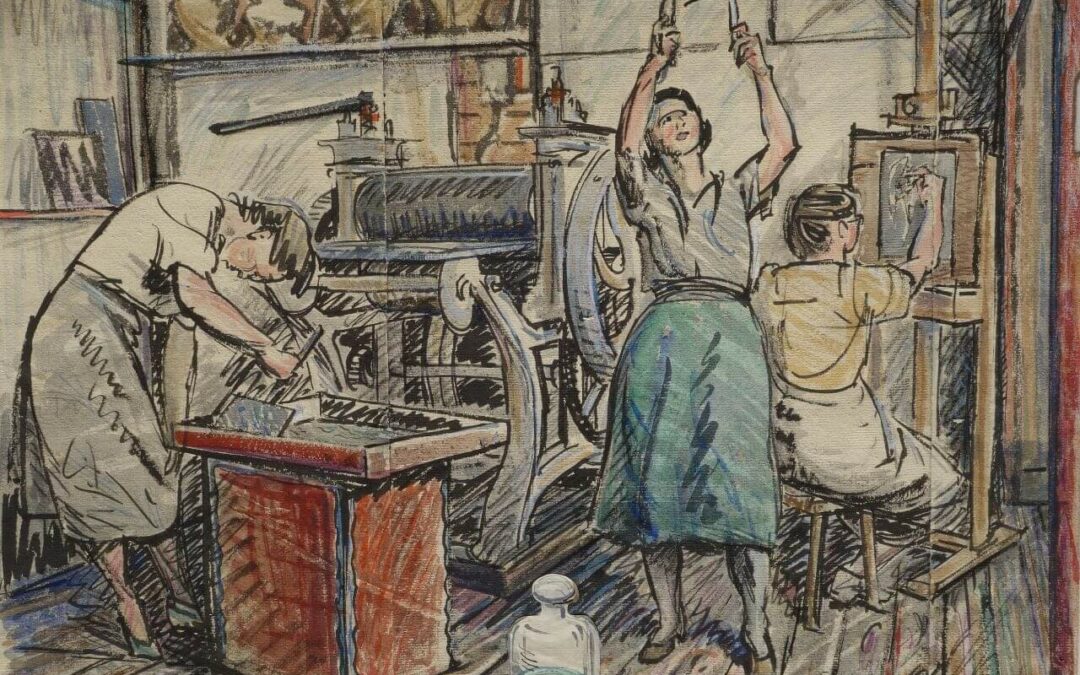 Vrouwen rond Schotel. Figuurstudies in kleur
